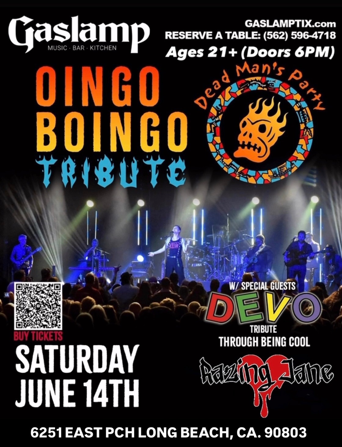 DEAD MAN’S PARTY OINGO BOINGO TRIBUTE with DEVO Tribute THROUGH